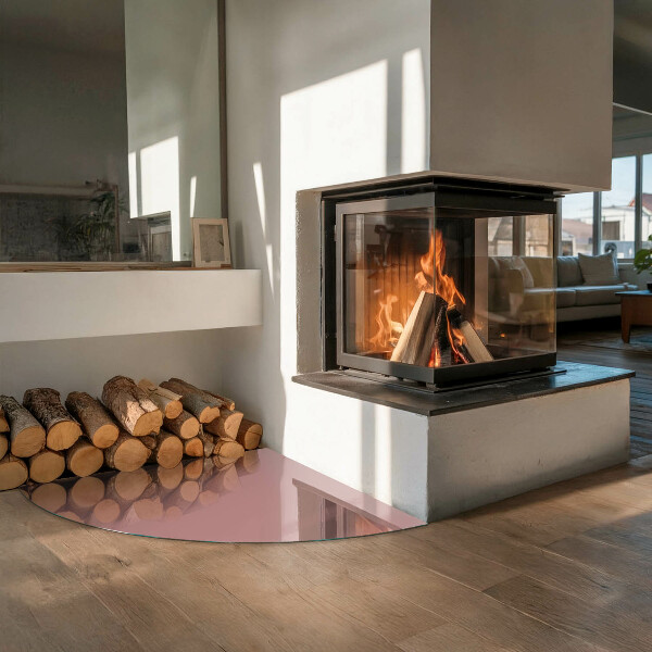 Base de vidro semi-oval para lareira Cor rosa