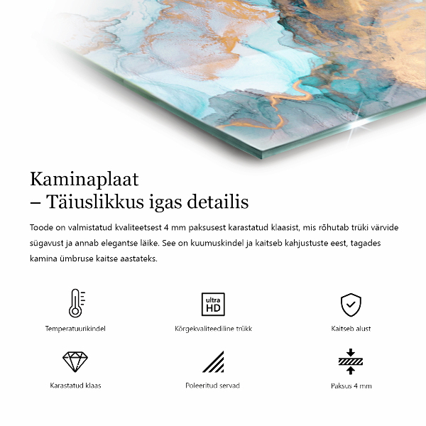 Placa de vidro temperado para lareira Textura de pedra natural