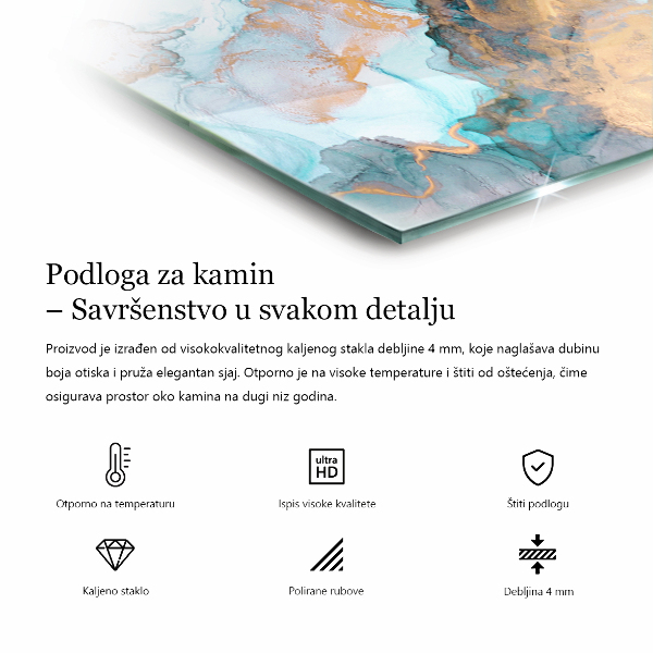 Placa de vidro temperado para lareira Padrão de madeira natural