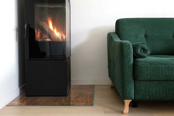 Placa de vidro temperado para lareira Textura de ferrugem em metal