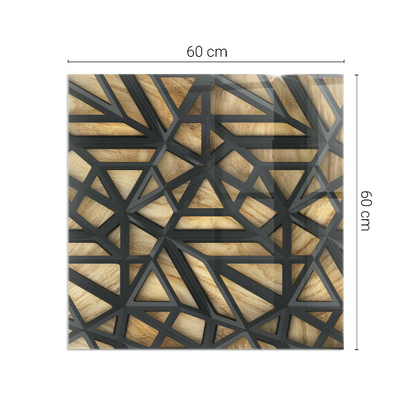 Placa de vidro temperado para lareira Geometria com madeira