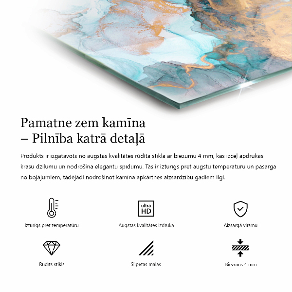 Base de vidro redonda para lareira padrão geométrico 3D