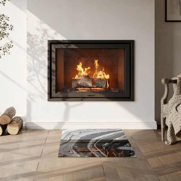 Placa de vidro temperado para lareira Ondas e linhas abstratas