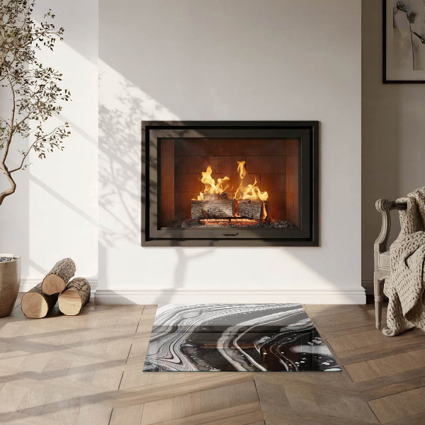 Placa de vidro temperado para lareira Ondas e linhas abstratas