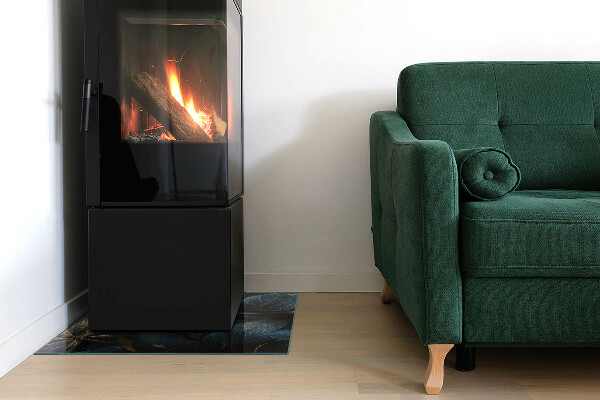 Placa de vidro temperado para lareira Folhas elegantes em textura