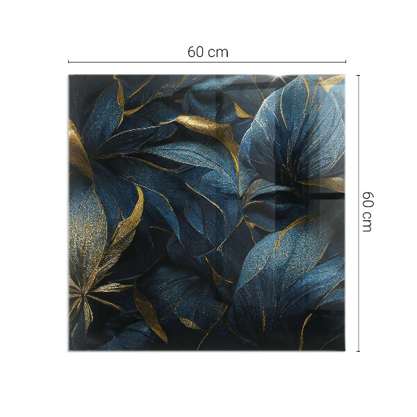 Placa de vidro temperado para lareira Folhas elegantes em textura