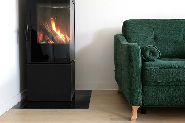 Base de vidro redonda para lareira Cor preta