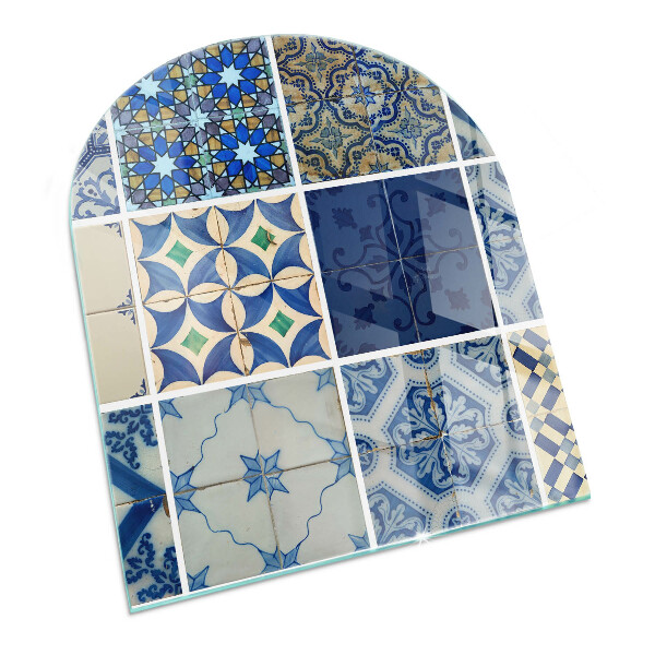 Base de vidro decorativa para lareira Padrões de azulejos de cerâmica