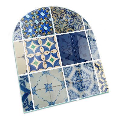 Base de vidro decorativa para lareira Padrões de azulejos de cerâmica