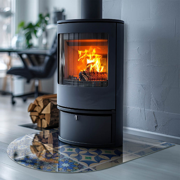 Base de vidro decorativa para lareira Padrões de azulejos de cerâmica