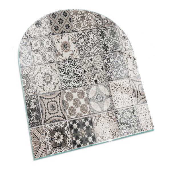 Base de vidro temperado para lareira e fogão Padrões de azulejos decorativos