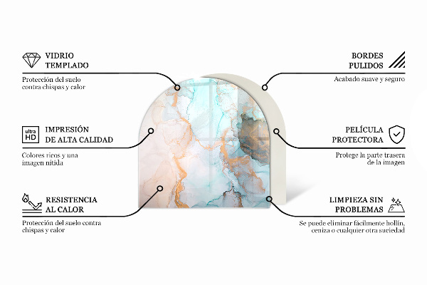 Base de vidro temperado para lareira e fogão padrão geométrico 3D