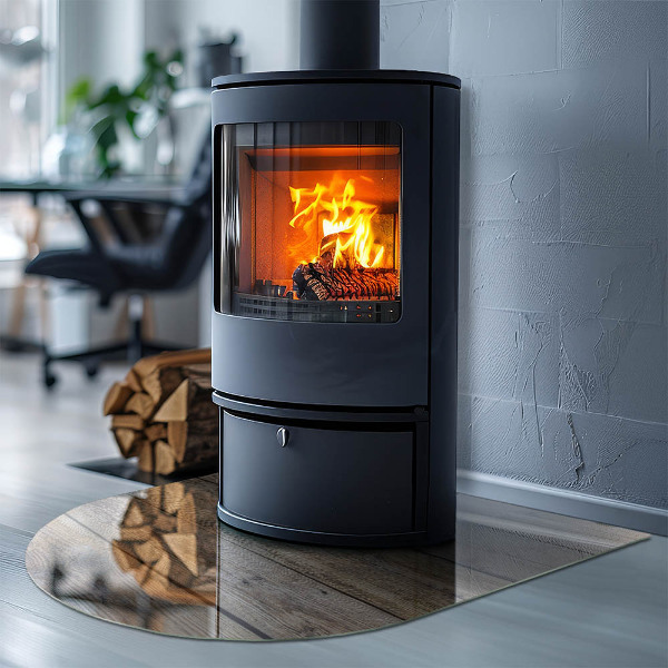 Base de vidro temperado para lareira e fogão Tábuas de madeira natural