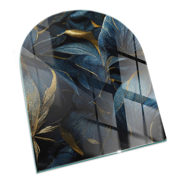 Base de vidro decorativa para lareira Folhas elegantes em textura