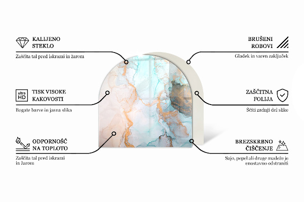 Base de vidro temperado para lareira e fogão Padrão fluido abstrato