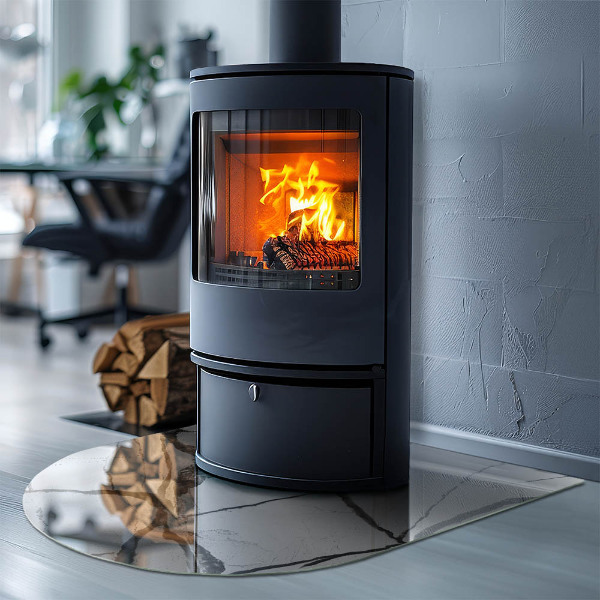 Base de vidro decorativa para lareira Padrão de veios de mármore