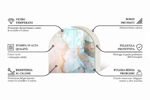 Base de vidro decorativa para lareira Mármore elegante com veios