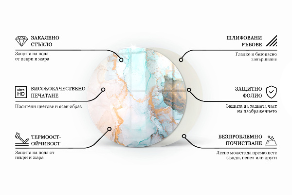 Base de vidro em quarto de círculo para lareira Veios da madeira em corte transversal