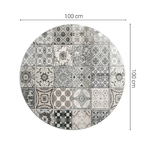 Base de vidro em quarto de círculo para lareira Padrões de azulejos decorativos