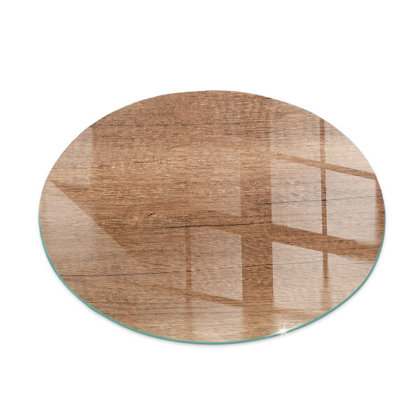 Base de vidro em quarto de círculo para lareira Padrão de madeira natural