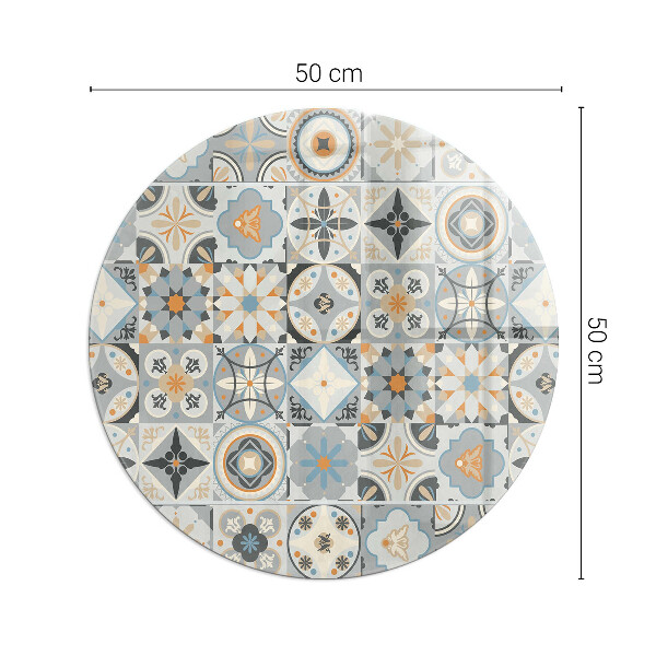 Base de vidro em quarto de círculo para lareira Padrões de mosaico em azulejos