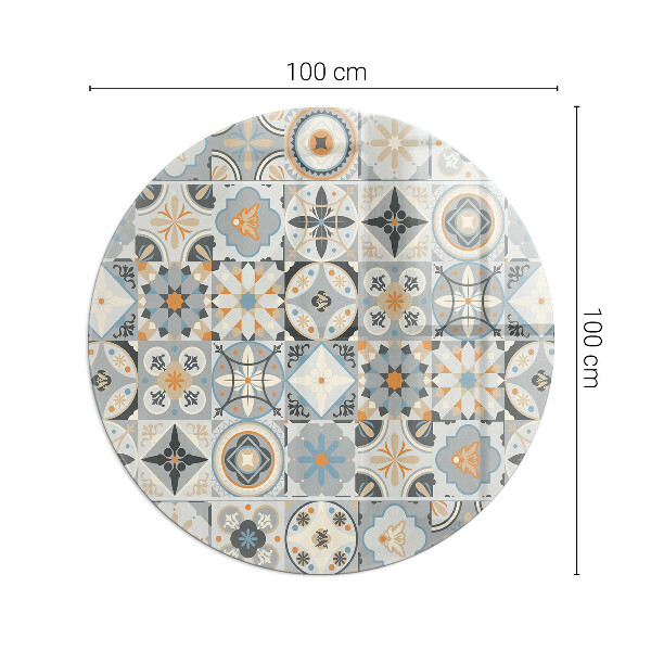 Base de vidro em quarto de círculo para lareira Padrões de mosaico em azulejos
