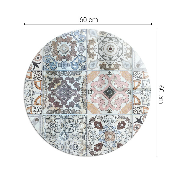 Base de vidro em quarto de círculo para lareira Padrões de mosaico em azulejos