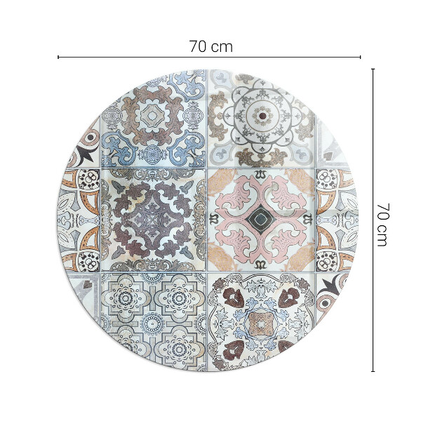Base de vidro em quarto de círculo para lareira Padrões de mosaico em azulejos