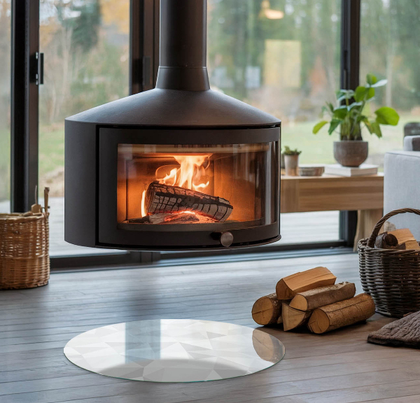 Base de vidro quadrada para lareira Padrão geométrico abstrato