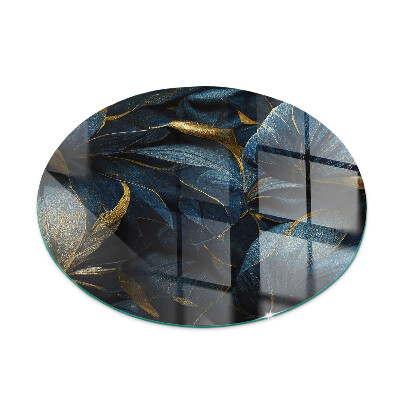 Base de vidro quadrada para lareira Folhas elegantes em textura