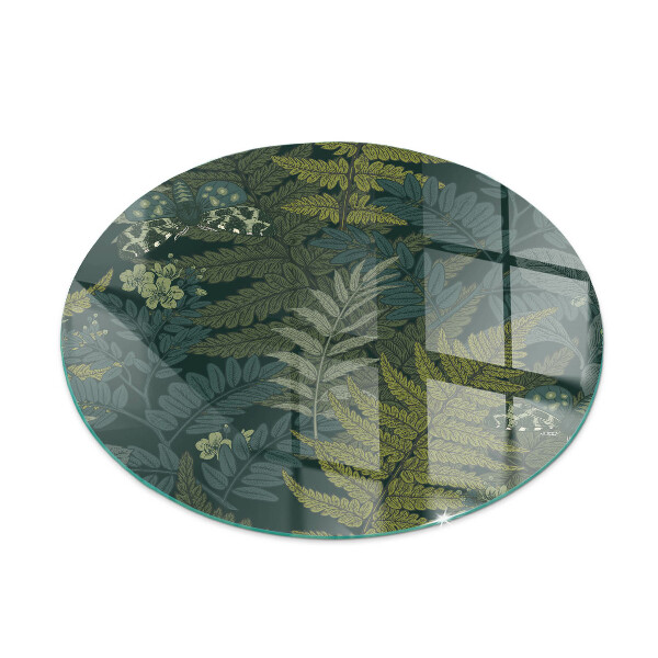 Base de vidro quadrada para lareira Motivos vegetais com borboletas