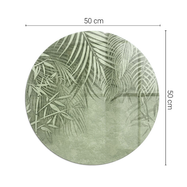 Base de vidro em quarto de círculo para lareira Folhas tropicais ao fundo