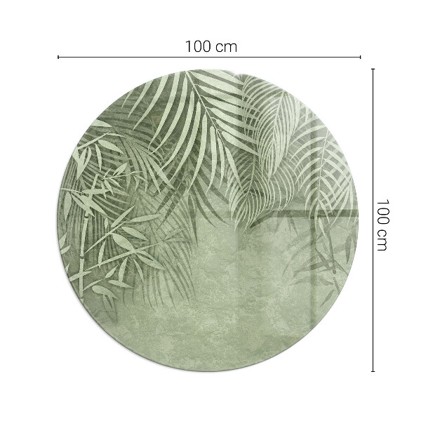 Base de vidro em quarto de círculo para lareira Folhas tropicais ao fundo