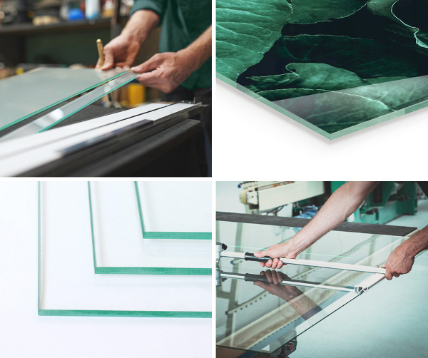 Base de vidro quadrada para lareira Padrão de pedra com partículas