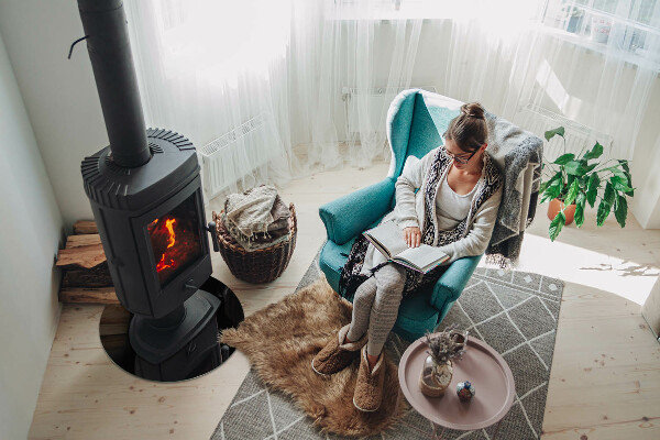 Base de vidro em quarto de círculo para lareira Cor preta