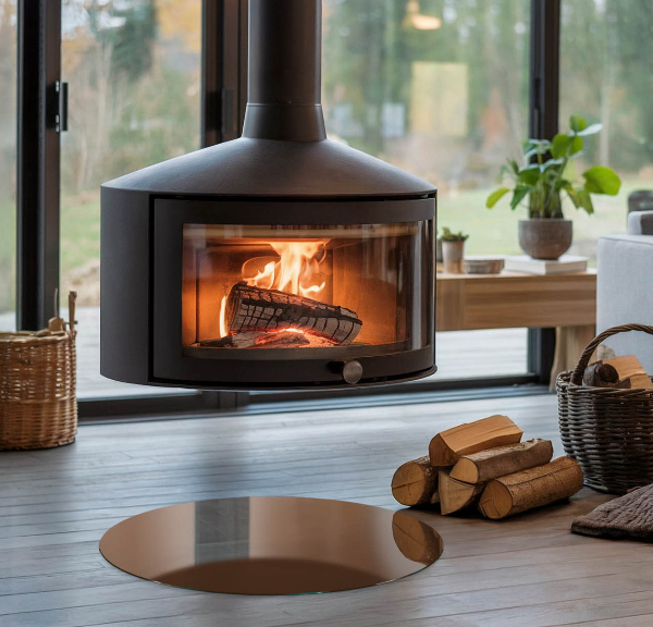 Base de vidro quadrada para lareira Cor marrom