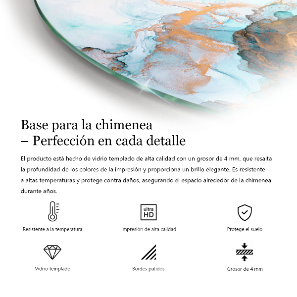 Base de vidro em quarto de círculo para lareira Cor rosa