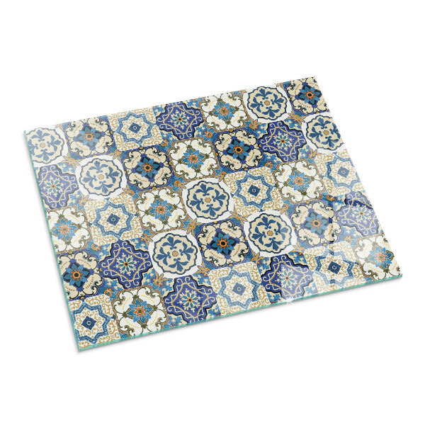 Base de vidro temperado para lareira Padrão mosaico com flores