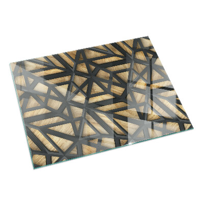 Base de vidro temperado para lareira Geometria com madeira