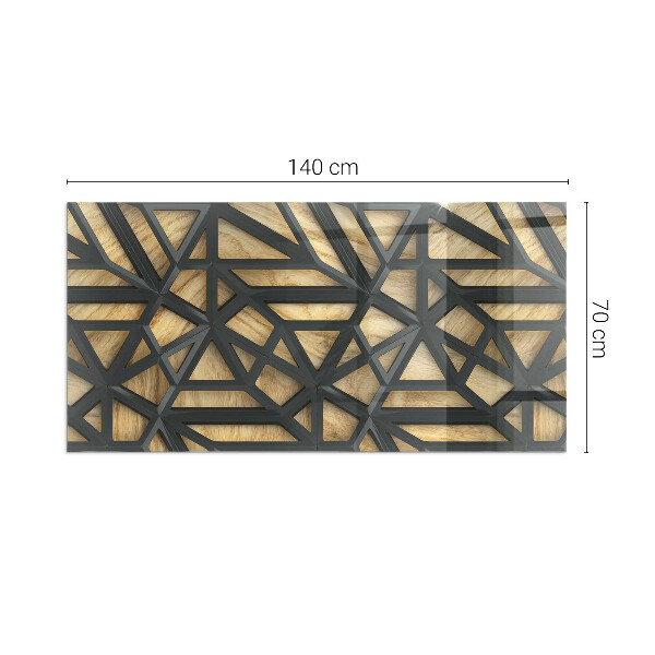 Base de vidro temperado para lareira Geometria com madeira