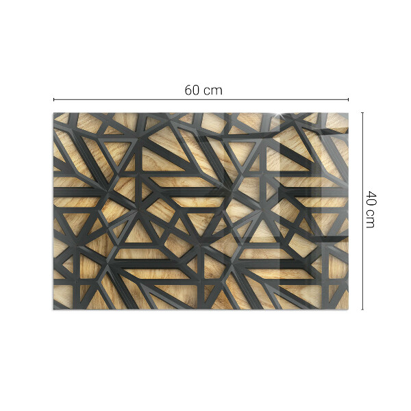 Base de vidro temperado para lareira Geometria com madeira