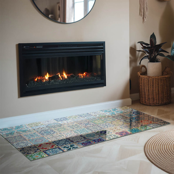 Base de vidro temperado para lareira Padrões de mosaico em azulejos
