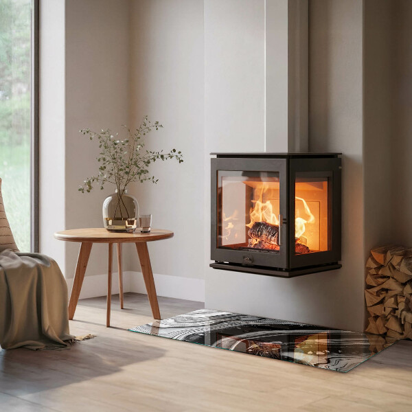 Base de vidro temperado para lareira Ondas e linhas abstratas