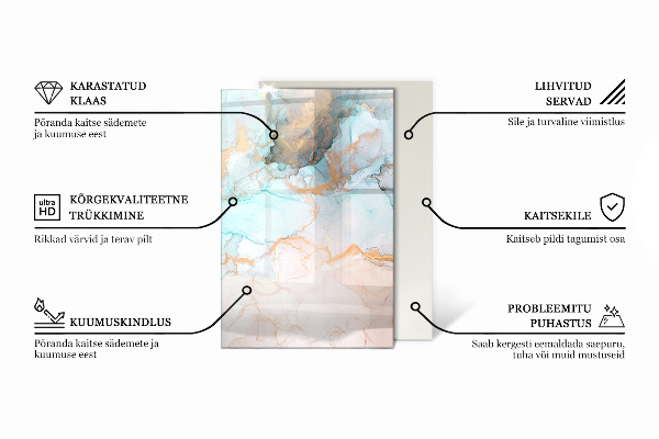 Base de vidro temperado para lareira Ondas e linhas abstratas