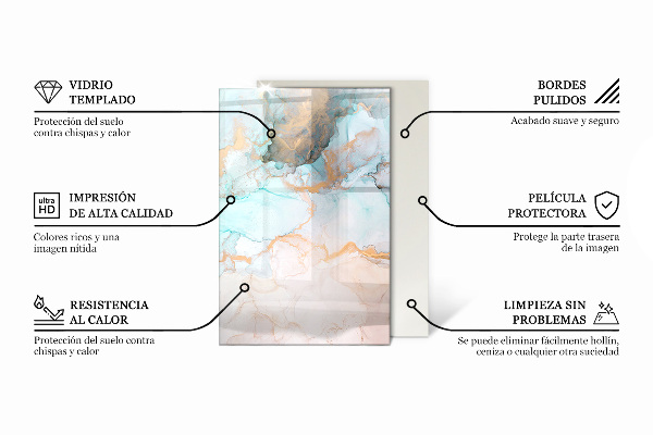Base de vidro temperado para lareira Ondas e linhas abstratas