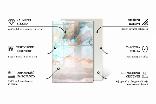 Base de vidro temperado para lareira Ondas e linhas abstratas