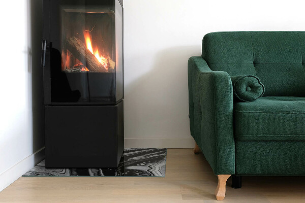 Base de vidro temperado para lareira Ondas e linhas abstratas