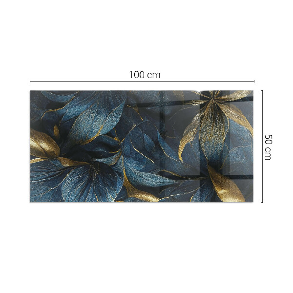 Base de vidro temperado para lareira Folhas elegantes em textura