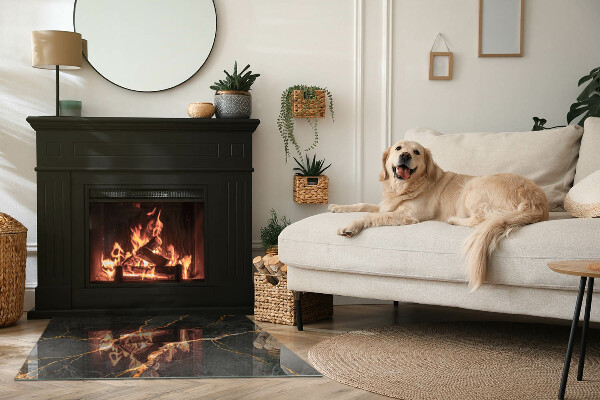 Base de vidro temperado para lareira Mármore elegante com veios