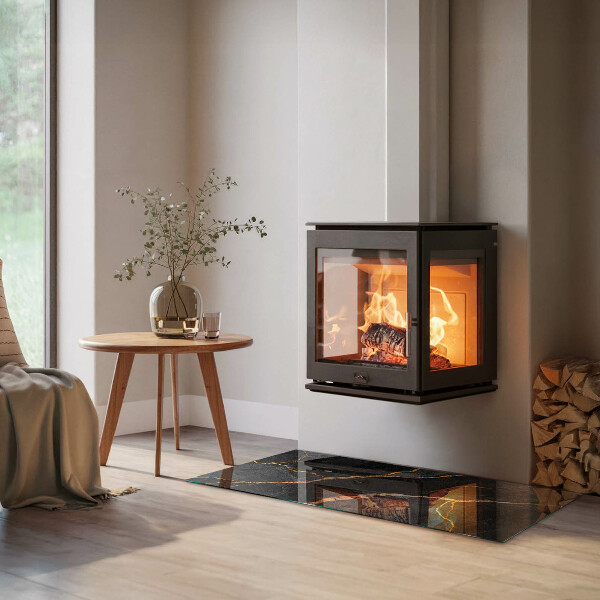 Base de vidro temperado para lareira Mármore elegante com veios